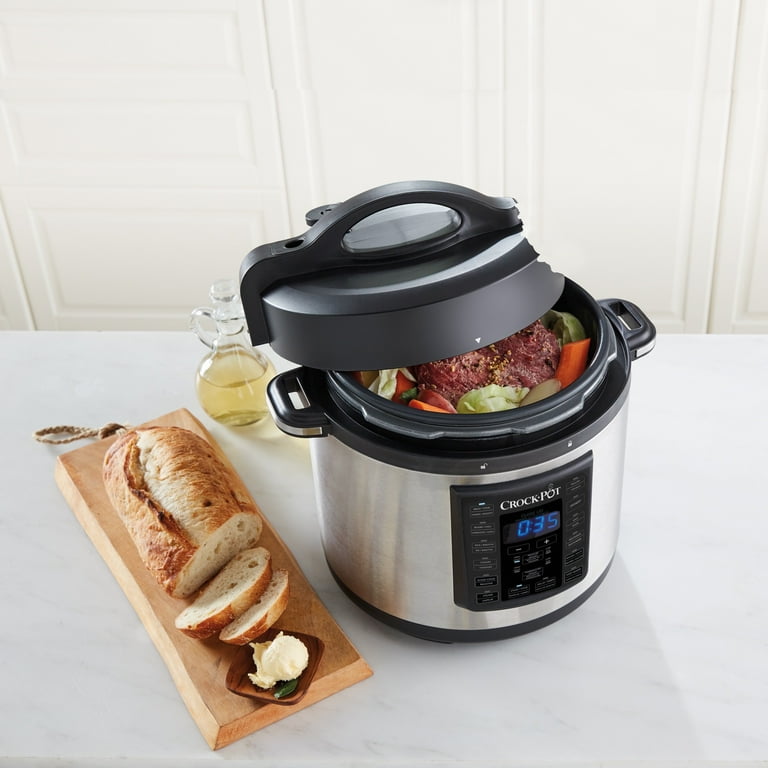 Crock Pot 6 Quart 8 in 1 Express Crock Programmable Slow Cooker Pressure Cooker Saute and Steamer Stainless Steel SCCPPC600 V1 Walmart