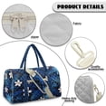thumbnail image 4 of Garronmavis Large Quilted Duffle Bag for Women, Blue Tropical Palm Floral Print Weekender Bag Overnight Carry On Bag with Luggage Sleeve for Travel Gym Dance, 4 of 5