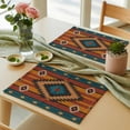 thumbnail image 6 of Aztec Southwest Placemats for Dinning Table Set of 4, Vintage Geometric Farmhouse Art Burlap Kitchen Place Mats Waterproof Cloth Table Mats, Indoor Outdoor Placemats Easy Clean Dinner Decor, 6 of 8