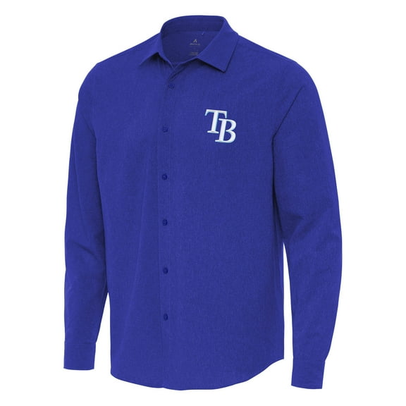 Men's Antigua Royal Tampa Bay Rays Exposure Long Sleeve Button-Up Shirt