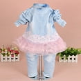 thumbnail image 2 of Yao Conjuntos de ropa vaquera para bebés y niñas, conjuntos de 3 piezas, camiseta, chaqueta vaquera y pantalones vaqueros (rosa 2-3 años), 2 of 5