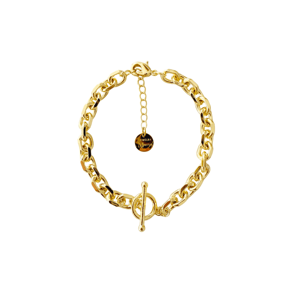 18K Gold Filled Rope Link Chain Bracelet for Women, Toggle Clasp, Stackable Bracelet, Adjustable 7”  Extension, Gift for Women