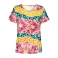 thumbnail image 4 of Hauts d'Été Grande Taille pour Femmes Tendance Femmes Blouse Imprimée d'Été T-Shirts Décontractés à Col en V Manches Courtes T-Shirts Hauts T-Shirt à Col en V Femmes en Liquidation, 4 of 5