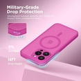thumbnail image 5 of Magnetic for iPhone 15 Pro Max Case, [Compatible with MagSafe] [Full Camera Protection] [14FT Drop Protection] Shockproof Protective Slim Translucent Phone Case, Shocking Pink, 5 of 15
