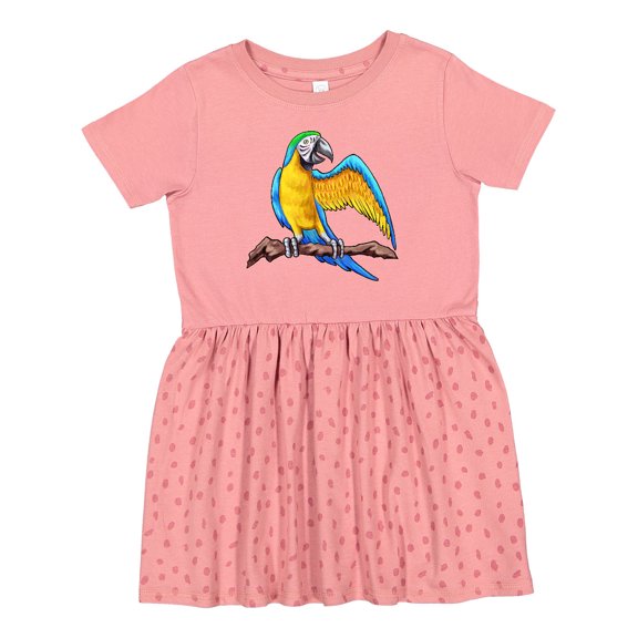 Inktastic Blue and Gold Macaw Parrot Girls Toddler Dress