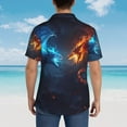 thumbnail image 4 of Honeii Red And Blue Fire Dragon C Print Men’s Hawaiian Shirt,Classic Button-Down Short Sleeve Shirt, for Beach, Vacation, and Outdoor Activities,Large, 4 of 7