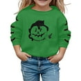 thumbnail image 2 of Girls Halloween Cat Pumpkin Printed Pullover Hoodie Soft Loose Fit Crewneck Sweatshirt Cozy Fall Winter Outwear, 2 of 3