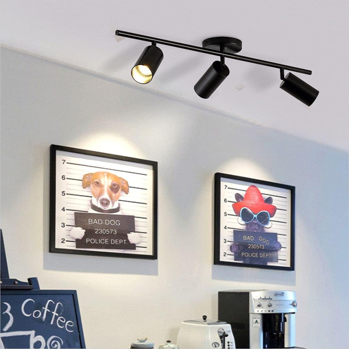 KCO Lighting Modern Matte Black Track Lighting 3-Lights Kitchen Track Lighting Fixtures