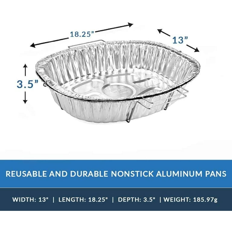 Nicole Fantini Disposable Oval Roasting Pan - Durable Turkey Roaster Pans Extra Large, Heavy-Duty Aluminum Foil, Deep, Oval Shape for Chicken, Meat