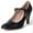 Navy PU, variant on Pixie Mary Jane Pumps - Retro Vintage High Heels - Comfortable Oxford Dress Shoes for Women with Ankle Strap