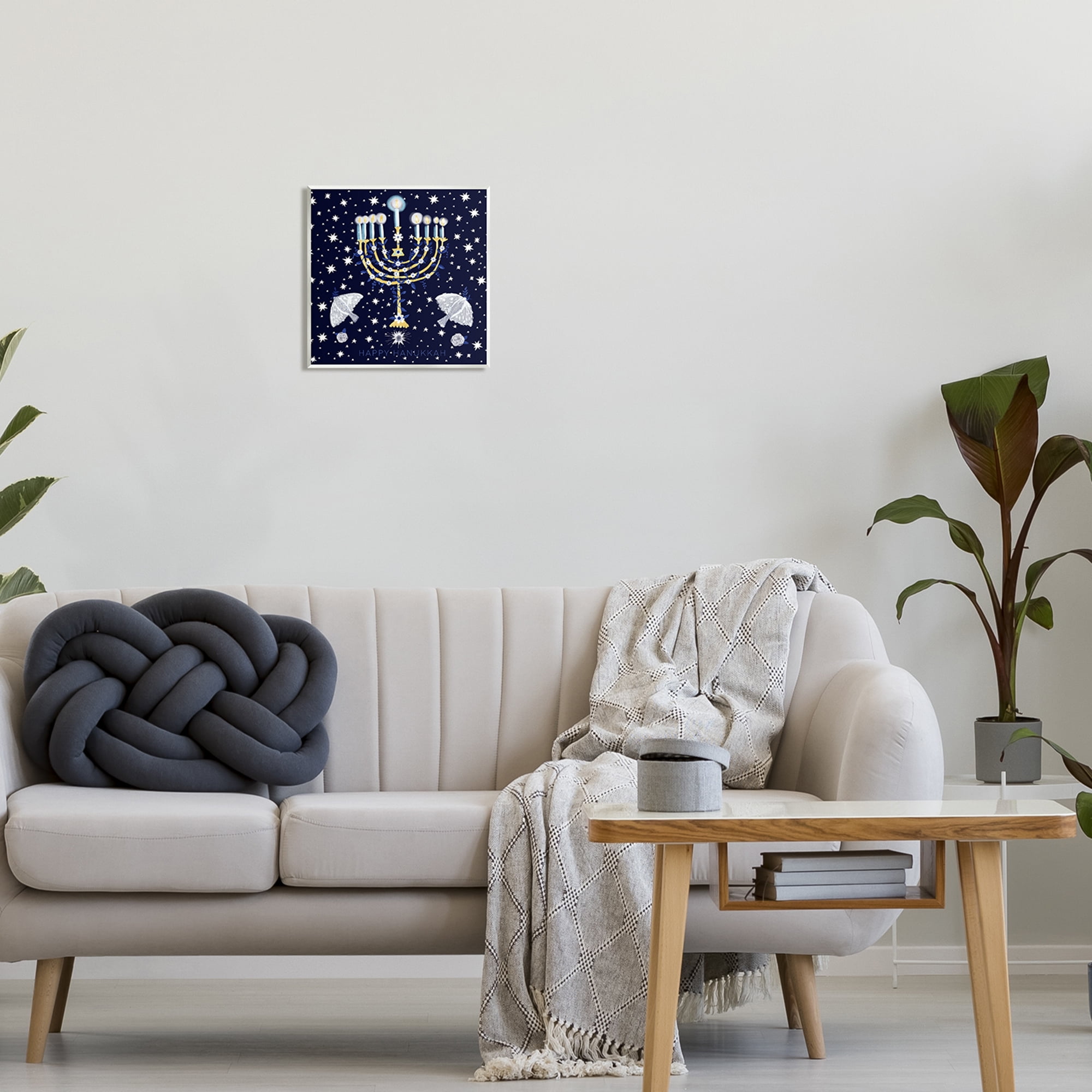 Stupell Industries Happy Hanukkah Starry Menorah Holiday Painting Unframed Art Print Wall Art
