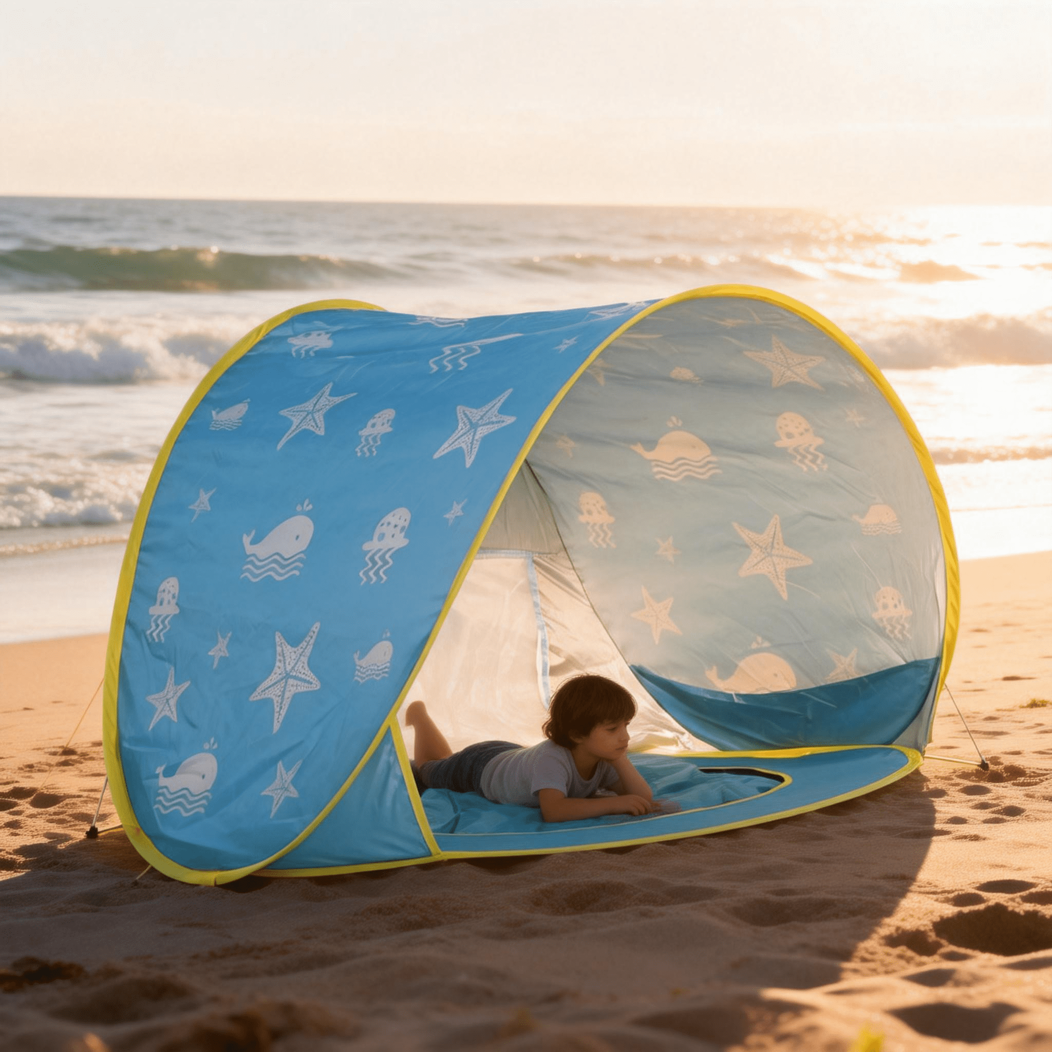 PigPigPen Pop Up Sun Shelter for Baby: Beach Tent with UV Protection & Waterproof Cabana - Infant Pool Shade Umbrella（Equipped with beach toys）