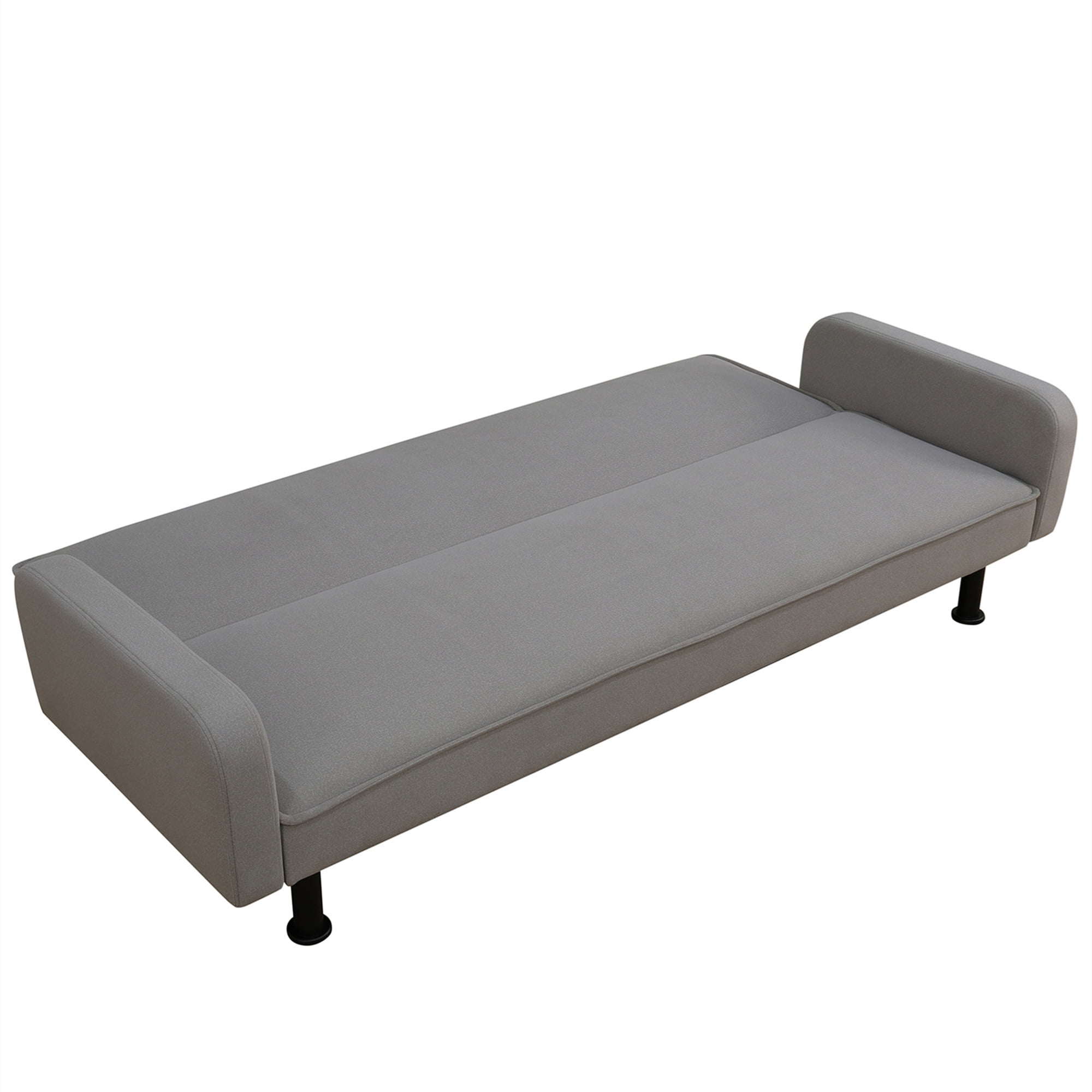 Aukfa 78" Square Arm Futon Sofa Bed Upholstered 3 Seat Couch for Home Office, Flannel, Gray