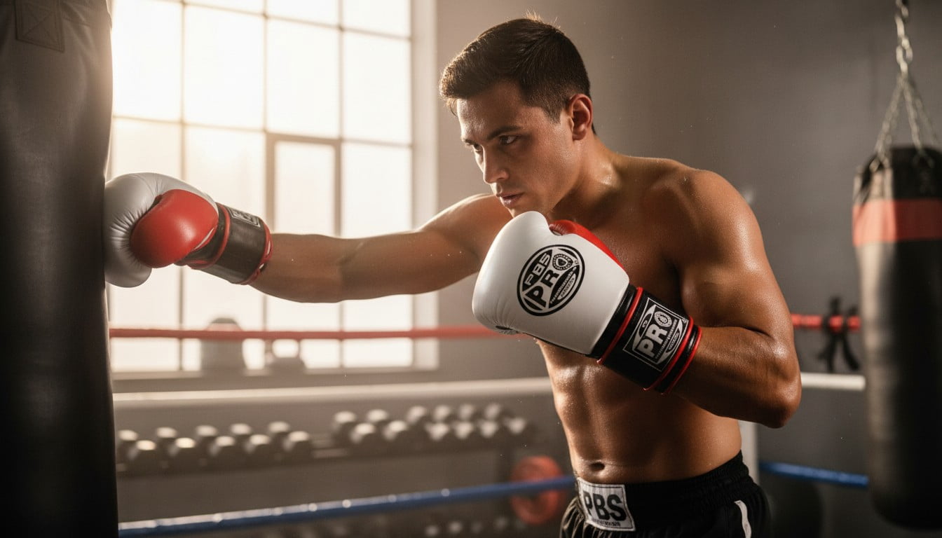 ProBoxing® Leather Boxing Gloves – (White & Red) (14oz) Training Boxing Gloves for Boxing, MMA, Muay Thai & Sparring – Durable Genuine Leather, Wrist Support, Impact Protection