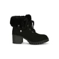 thumbnail image 2 of Women Faux Fur Cuff Stacked Lug Sole Chunky Heel Combat Boot 19543, 2 of 6