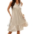 thumbnail image 2 of Karymi Summer Dresses for Women 2026 Sleeveless V-Neck Tiered Ruffle Hem Midi Dress, Solid Casual Loose Tunic Dress with Side Pockets Maxi Dress, 2 of 8