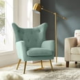thumbnail image 2 of Velvet Armchair Wingback Home Lounge Single Sofa Upholstered Tufted Accent Chair Golden Leg Living Room Adult Sage, 2 of 7