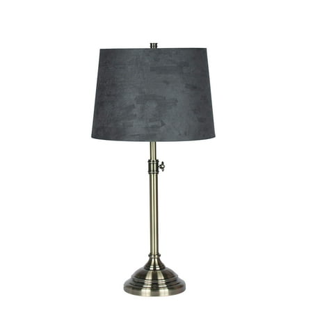 - Urbanest Windsor Adjustable Table Lamp, Antique Brass Finish Lamp Base with Gray Suede Lampshade