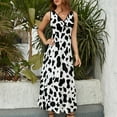 thumbnail image 3 of Maxi Dress Black White Cow Print Dress Trendy Pattern Spots Animal Street Wear Stretch Woman Kawaii Beach Long Dresses Vestido, 3 of 7
