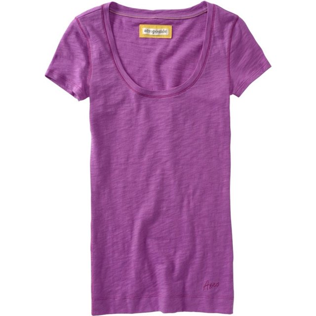 Aeropostale - Camiseta básica con cuello redondo para mujer, color morado, XL
