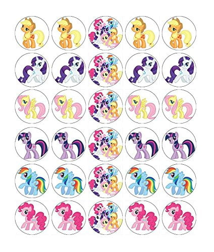 My Little Pony Equestria Girls Friendship Is Magic Rainbow Rocks Twilight Sparkle Applejack Fluttershy Rarity Pinkie Pie Rainbow Dash Sunset Shimmer Group Edible Cupcake Toppers