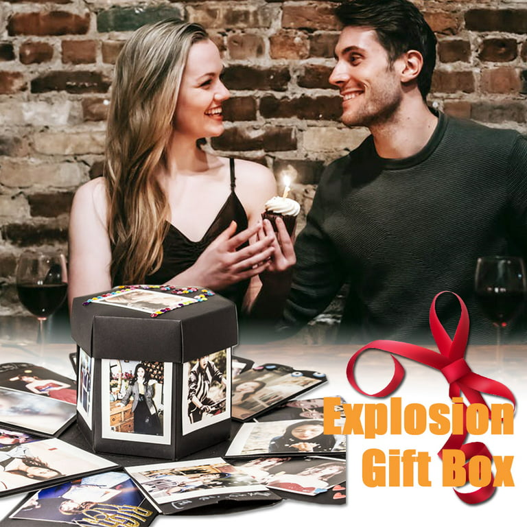  Explosion Gift Box for Him Boyfriend or Girlfriend - Perfect  Love Gifts for Anniversary or Birthday - Cute Small Surprise One Year Photo  Boxes/Includes the Printing of 13 Photos to personalize