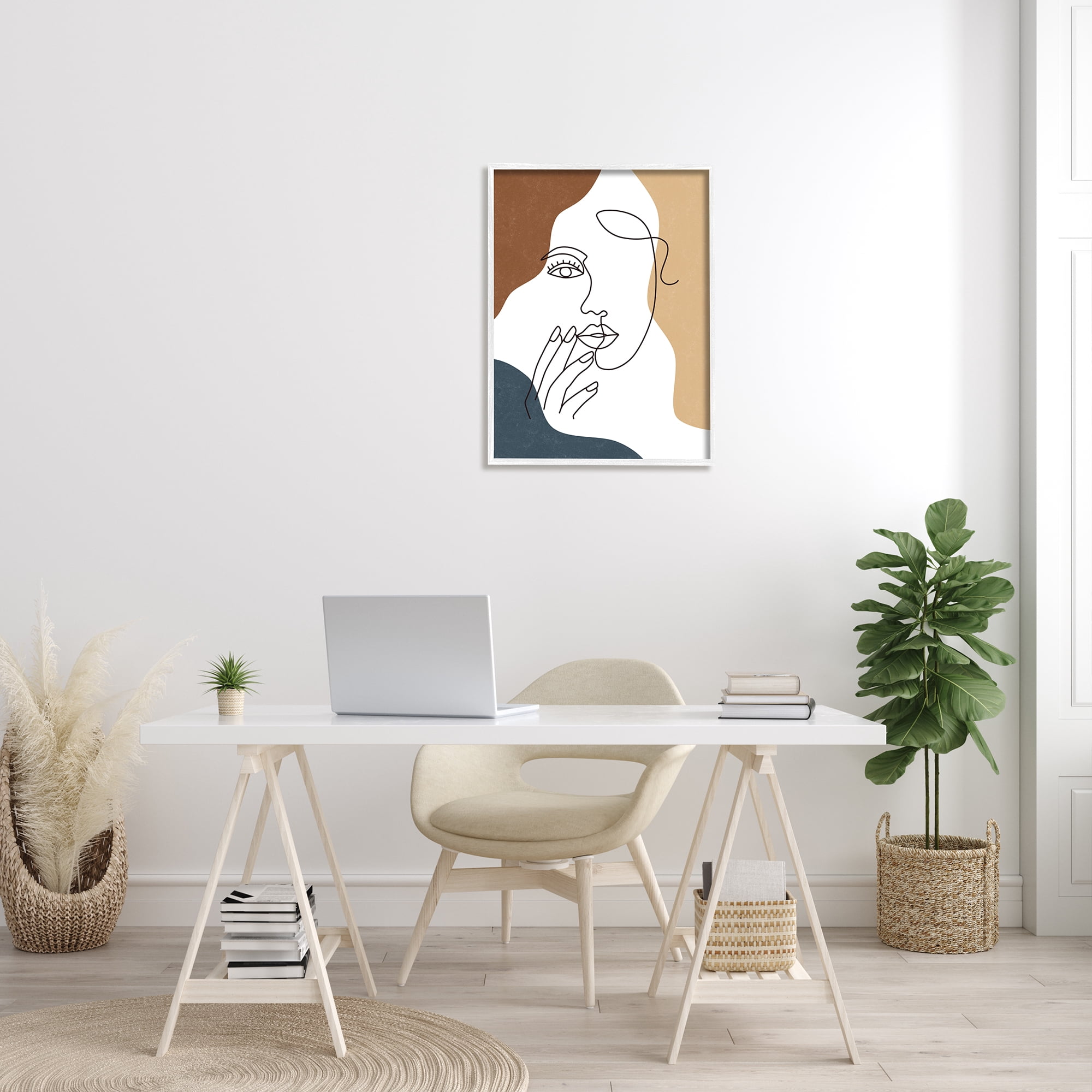 Stupell Industries Female Portrait Line Drawing Between Abstract Shapes, 24 x 30, Designed by JJ Design House LLC