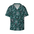 thumbnail image 4 of Uemuo Vintage Floral Pattern Cotton Linen Short Sleeve Shirts,Casual Lightweight Button Down Shirts,Vacation Beach Summer Tops-X-Large, 4 of 7