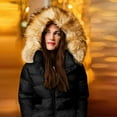 thumbnail image 4 of AUNVITO Women's Winter Down Jacket Imitation Raccoon Collar Belted Short Coat Casual and Fashionable Winter Style, 4 of 8