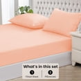 thumbnail image 3 of Fitted Sheet + Pillowcase Set 800 Thread Count 100% Egyptian Cotton 3-Piece ( 1-Fitted + 2-Pillowcase ) Queen Size (60" x 80") Inch 18-Inch Deep Pocket, All-Around Elastic Peach Stripe, 3 of 6