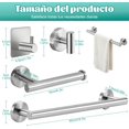 thumbnail image 4 of Juego de Accesorios de Baño Ganchos, 304 Acero Inoxidable, Incluir Toallero Baño 41 cm + Portarrollos para Papel + 3 Gancho Adhesivo, Adecuado para Uso doméstico, baño y Cocina, 4 of 4
