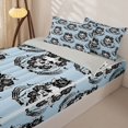 thumbnail image 3 of Manfei Gothic Skull Rose Zipper Full Size Comforter Sets with Fitted Sheet and 2 Pillowcases, Halloween Spooky Flying Bat Zipper Bedding Set, Light Blue Black,Grey Reversible,4 Pieces, 3 of 6