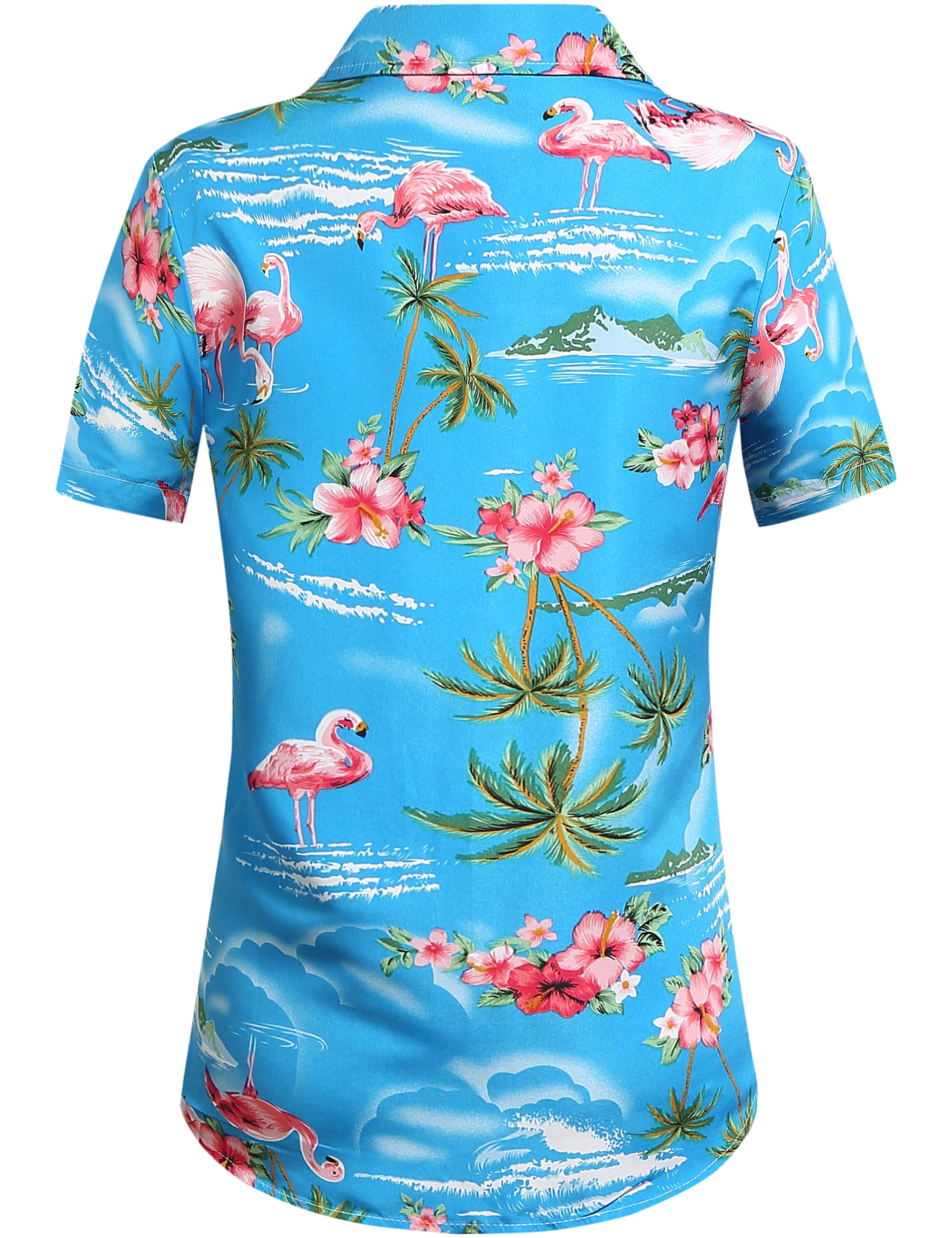 SSLR Women's Hawaiian Style Flamingo Print Shirt, Tropical Luau Aloha Beach  Top - Walmart.com