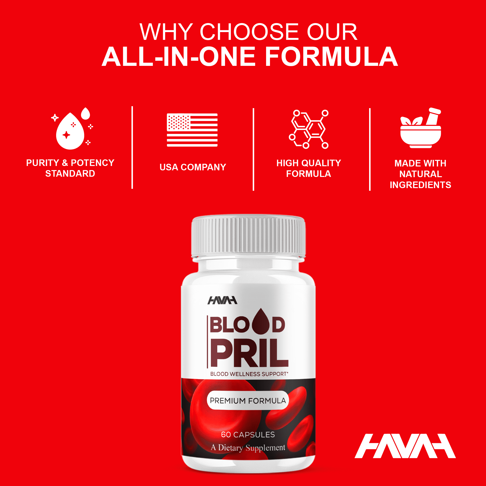 (2 Pack) Blood Pril Blood Wellness Pills, BloodPril Premium Support (120 Capsules)