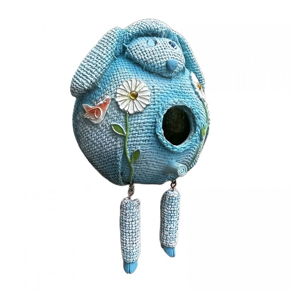 ACDANC Hanging Bird Houses, Ceramic Bird House Feeder with Wooden Pole for Outside, Hummingbirds Cardinal Bluebird Nest Birdhouse Pet Cottage for Patio Outdoor Garden Decor Bird Houses for Outside