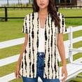 thumbnail image 2 of UVEASISHA Short Sleeve Cardigans Women V Neck Open Front Kimono Boho Printed Beach Cover Up with Pockets Khaki M, 2 of 5