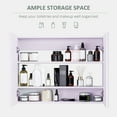 thumbnail image 3 of HOMCOM Bathroom Mirror Cabinet, Wall-Mounted Storage Organizer with Double Doors, Adjustable Shelf, Light Lilac, 3 of 7