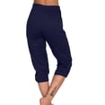 thumbnail image 6 of Summer Pants for Women Solid Color Stretchy Capri Leggings Low Waist Pocketed Athletic Pants Womens Dress Tall Bend over Tall Formal Soccer Comfy Baggy Women Casual Comfy for Navy S, 6 of 7