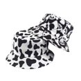 thumbnail image 2 of Nuevo sombrero con forma de cubo con estampado de vaca para mujer, sombrero para el sol de doble cara para exteriores, Gorras de pescador reversibles de verano para hombre, Gorras blancas y negras, 2 of 5