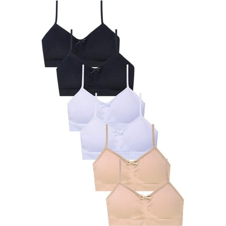 

I&S Girl s Seamless Cami Crop Top Bras Adjustable Straps with Removable Padding - Value Pack of 6 Bras (L/XL(12-16) 6 Pack - Basic Colors)