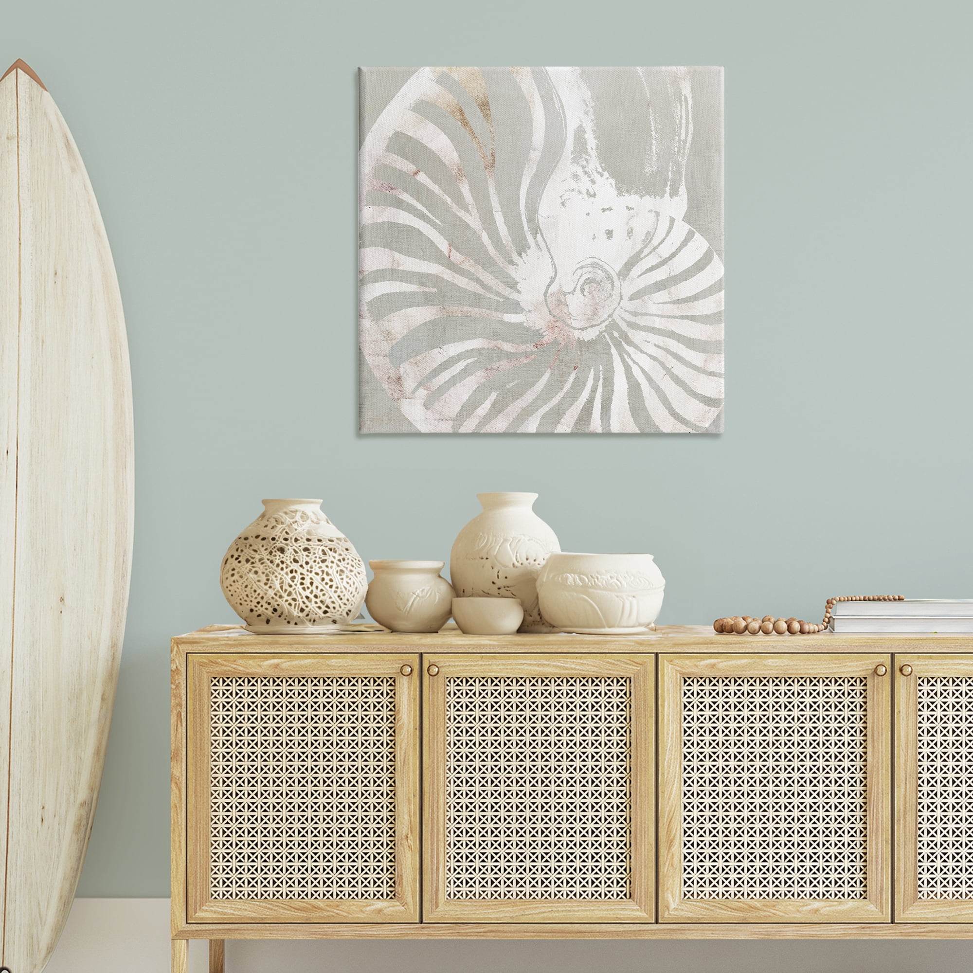 Stupell Industries Beige Nautilus Pattern Nautical & Beach Painting Wrapped Canvas Art Print Wall Art, 36 x 36