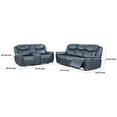 thumbnail image 2 of Benjara Eleni 2pc Power Reclining Sofa and Loveseat Set- Blue Faux Leather, 2 of 5