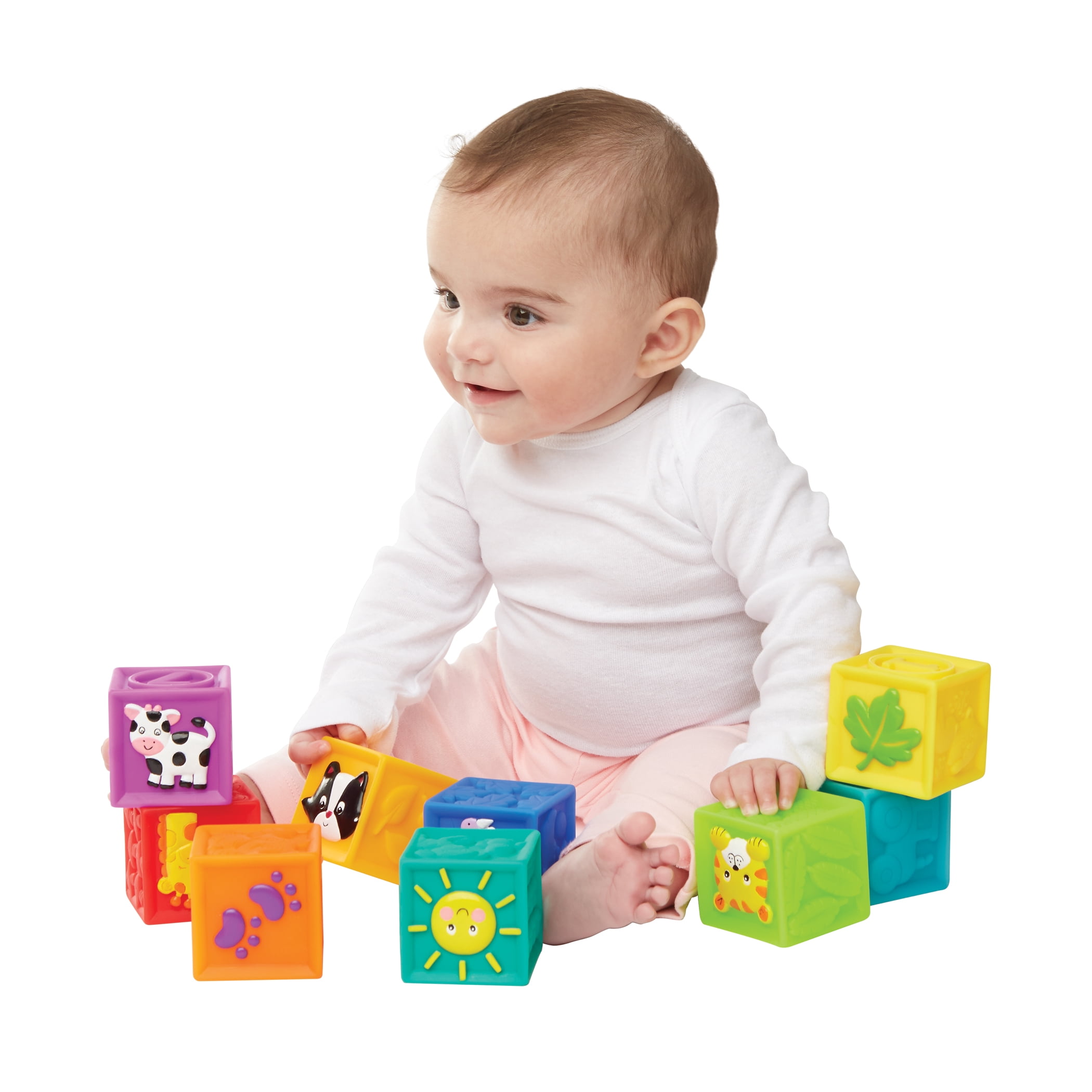 Kidoozie Squeak 'n Stack Blocks for Infants and Toddlers, Multicolor, 6-24 Months