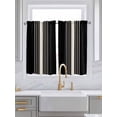 thumbnail image 2 of Kitchen Curtains 54 Inches length, Black Beige Striped Window Treatment Curtain Drapes, Modern Farmhouse Retro Lines Thermal Insulated Drapes for Basement Hotel RV, 42"x54", 2 Panels, 2 of 7