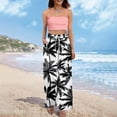 thumbnail image 2 of LWavelet Women's Drawstring Waist Palm Tree Print Wide Leg Pants with Split Detail for Beach & Vacation Wear White 2XL, 2 of 8