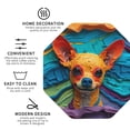 thumbnail image 3 of Fuzoiu Colorful Textured Chihuahua Print Leather Coasters Set,Drink Coasters Set of 4,for Tabletop Protection, Durable PVC Coasters,Home Décor and Housewarming Gift-Octagon, 3 of 6
