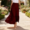 thumbnail image 6 of Danhjin Women's Flowy Maxi Skirt Summer High Waisted Casual Skirts High Elastic Waisted Pleated Tiered A Line Casual Party Dress, 6 of 8
