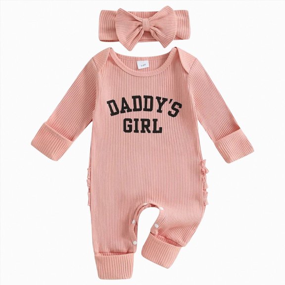 larppty Baby Girl Romper I Love Mom Jumpsuit Newborn Preemie Hospital Coming Home Clothes(Pink)