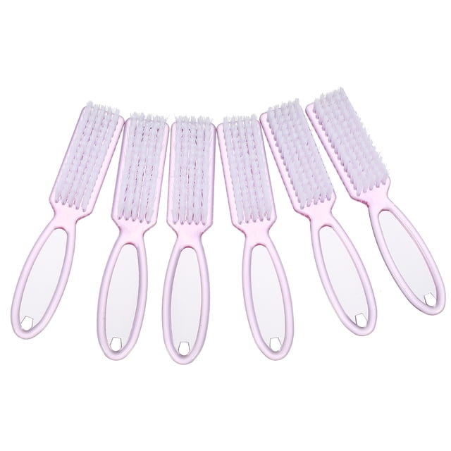 6 cepillos para uñas, herramientas de limpieza de uñas, cepillo de manicura con mango de plástico, cepillos de pedicura, color rosa claro