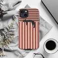 thumbnail image 6 of Vintage Striped Cat Phone Case, Aesthetic Red & Cream Stripes Pet Lover Cover for iPhone 17 16 15 14 13 12 11 Pro Plus Mini, 6 of 6